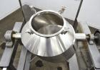 Used Gemco Slant Cone Blender, 5 Cubic Feet Working Capacity, 316 Stainless Steel. Approximately 31-1/2” diameter x 16” and 10” cones.  16” Diameter charge port with cover, 6” center bottom outlet wi...