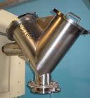 Used Lightnin Twin Shell Blender, 1 cubic foot capacity, stainless steel. Maximum gross weight 260 pounds, tare weight 200 pounds. Intensifier bar and blender each driven by a 1.5 hp, 3/208-230 volt ...