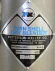 Used Patterson-Kelley Twin Shell Dry Blender, 2 cubic feet capacity, 316 stainless steel. 270 Pounds per cubic foot maximum material density. 14’’ Diameter cones. 316 Stainless steel pin intensifier ...