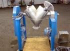 Used Patterson-Kelley Twin Shell Dry Blender, 2 Cubic Feet Capacity, 316 Stainless Steel. 325 Pounds a cubic foot maximum material density. (2) Approximate 13” diameter charge ports with quick releas...