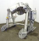 Used Patterson-Kelley Twin Shell Dry Blender, 5 Cubic Feet Capacity, 316 Stainless Steel. 95 Pounds a cubic foot maximum material density. (2) Approximate 19-1/2” diameter charge ports with quick rel...