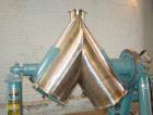 Used Patterson Kelly Twin Shell Cross Flow Blender, 5 cubic feet capacity, 304 stainless steel. Maximum material density 70 pounds per cubic foot. (2) 20