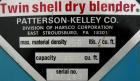 Used Patterson Kelley Twin Shell Dry Blender, 60 Cubic Feet Capacity, 304 Stainless Steel. Maximum material density 50 pounds per cubic foot. 18