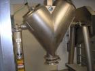 Unused-USED: Patterson Kelley 10 cubic foot cross flow twin shell blender.Sanitary stainless steel construction, rated 152#/cubic foot maxdensity. Mounted on stainless steel legs with stainless steel...