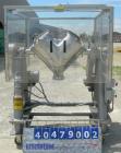 Used Patterson Kelley twin shell dry blender, 2 cubic foot capacity, 316 stainless steel. Max material density 85 pounds per cubic foot. 14