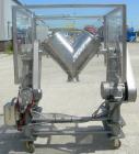 Used Patterson Kelley twin shell dry blender, 2 cubic foot capacity, 316 stainless steel. Max material density 85 pounds per cubic foot. 14