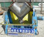 Used Patterson Kelley twin shell blender, 3 cubic foot capacity, 304 stainless steel. 340 pounds per cubic foot max material density. (2) 16