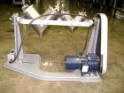 Used Patterson Kelley Dual Yolk Style Twin Shell Blender, 340#/ cubic foot max material density, with (1) 8 quart and (1) 4 quart stainless steel shell, bench top design with motor.