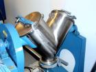 Used Patterson Kelly Twin Shell Blender, 1 cubic foot capacity, stainless steel. Maximum material density 500 pounds per cubic foot. (2) 10