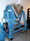 Used Patterson Kelly Twin Shell Blender, 5 Cubic Feet Capacity, Stainless Steel. Maximum material density 250 pounds per cubic foot. (2) Charge ports with quick release covers. Shell driven by a 1-1/...
