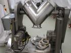Used Patterson Kelley Twin Shell Blender, 1 Cubic Foot. Stainless steel construction, rated 60 lbs/cu. ft. max material density, standard access ports with covers, 3/4 HP 550 volt shell drive, 2 HP 5...