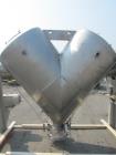 Used Patterson-Kelley 50 Cubic Feet Twin Shell Blender. Stainless steel construction, rated for 50 pounds per cubic foot maximum material density, 5 hp variable speed shell motor drive, provision for...