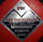 Used Patterson Kelley Twin Shell Dry Blender, 4 Quart Capacity (0.16 Cubic Feet), 304 Stainless Steel. (2) 5-1/2” diameter charge ports with quick release covers. Shells 5-1/2” diameter x 9-1/2” deep...