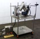 Used Patterson Kelley Twin Shell Liquid Solids Blender, 0.26 Cubic Feet Capacity (8 Quart), 304 Stainless Steel. 140 Pounds per cubic foot maximum material density. 2) 7” Diameter charge ports with q...
