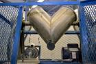 Used Patterson-Kelley Twin Shell Liquid Solids Blender, 0.52 Cubic Foot Capacity (16 Quart), 304 Stainless Steel.  (2) 9-1/2