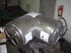 Used Patterson-Kelley Twin Shell Dry Blender, 10 Cubic Feet, Stainless Steel. 90 Pounds a cubic foot maximum material density, standard charge ports with covers, 6