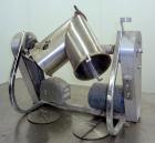 Used Patterson-Kelley Twin Shell Liquid Solids Blender, 8 Quart, (0.26) Cubic Feet Capacity, 304 Stainless Steel. (2) 7-1/2