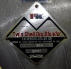 Used Patterson Kelley Twin Shell Dry Blender, 16 Quart Capacity (0.52 Cubic feet), 304 Stainless Steel. Maximum material density 200 pounds per cubic foot. (2) 9-1/4