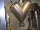 USED: Patterson Kelley 10 cubic foot cross flow twin shell blender.Sanitary stainless steel construction, rated 152#/cubic foot maxdensity. Mounted on stainless steel legs with stainless steel beltgu...
