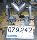 USED: Patterson Kelley 16 quart twin shell blender. 304 stainless steel, non-jacketed, approximately 350 lb/cubic frrt. Provision for an intensifier bar with a 1/3 hp, 1/60/115/230 volt, 1725 rpm mot...