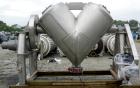 Used Patterson Kelly Twin Shell Liquid Solids Blender, 40 Cubic Feet Capacity, 304 Stainless Steel. Maximum material density 65 pounds per cubic foot. (2) 17-1/2