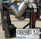 USED: Patterson Kelley twin shell liquid solids blender, 1 cubic foot working capacity, 304 stainless steel. Max material density 70 pounds per cubic foot. (2) 11