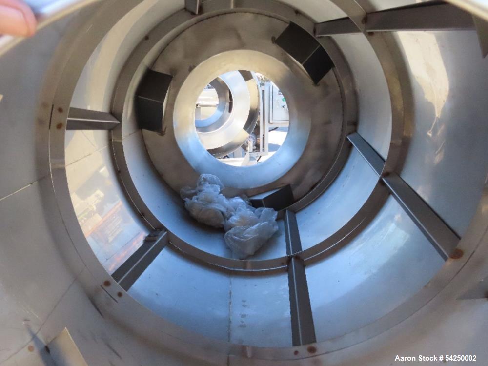 Used Coating Drum, 19" diameter x 66" long. Stainless steel.