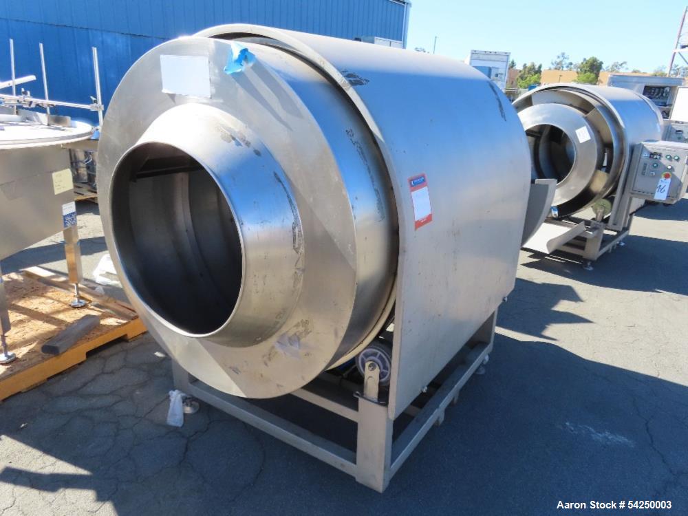 Used Coating Drum, 19" diameter x 66" long. Stainless steel.