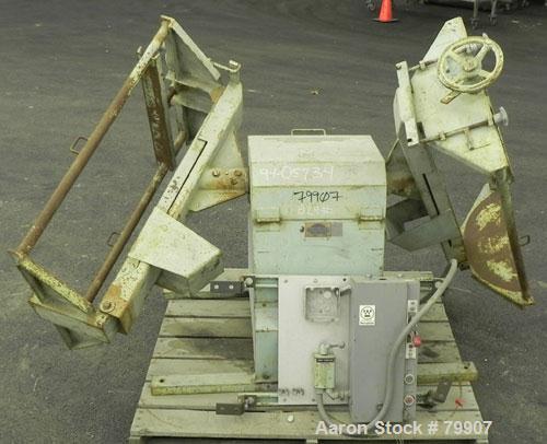 Used Alsteele Double Drum Tumbler, Carbon Steel. Can accept drums approximately 20" diameter x 36" tall. Driven by a 3/4 HP, 3/60/230/460 Volt, 1725 RPM XP motor thru reducer. Includes start/stop con...