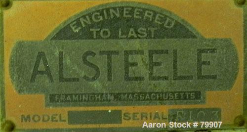 Used Alsteele Double Drum Tumbler, Carbon Steel. Can accept drums approximately 20" diameter x 36" tall. Driven by a 3/4 HP, 3/60/230/460 Volt, 1725 RPM XP motor thru reducer. Includes start/stop con...