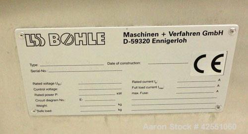 Used LB Bohle Bin Blender, Model LM 40-S, Stainless Steel. (1) Approximate 10 liter bin, 40 kg max load capacity, variable speed, 5-50 rpm, 230 volt. Built 2004.