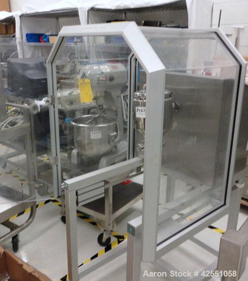Used L.B. Bohle Bin Blender, Model LM40, Stainless Steel. (5) Stainless steel bins, approximate dimensions, (1) 8" x 6", (1) 8" x 4", (1) 6" x 6", (1) 6" x 4", (1) 4" x 5", on base with variable spee...