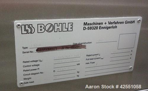 Used L.B. Bohle Bin Blender, Model LM40, Stainless Steel. (5) Stainless steel bins, approximate dimensions, (1) 8" x 6", (1) 8" x 4", (1) 6" x 6", (1) 6" x 4", (1) 4" x 5", on base with variable spee...