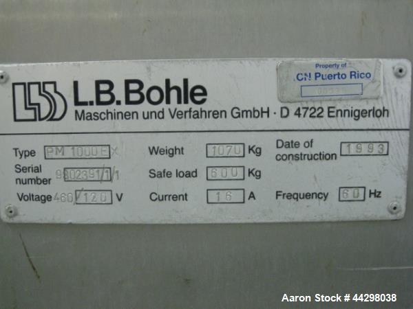 Used- Stainless Steel LB Bohle Bin Blender, Model PM 1000EX