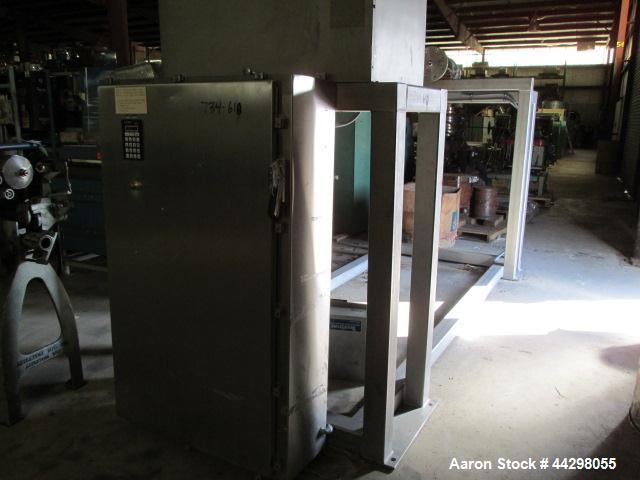 Used Custom Metalcraft Transtore Tote Bin Blender, Model 710321, stainless steel frame and tote rack, twin post mounted, serial #11109-BC.