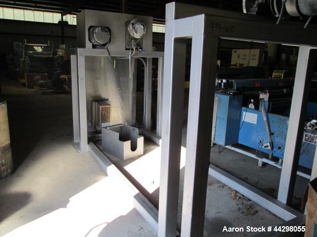 Used Custom Metalcraft Transtore Tote Bin Blender, Model 710321, stainless steel frame and tote rack, twin post mounted, serial #11109-BC.