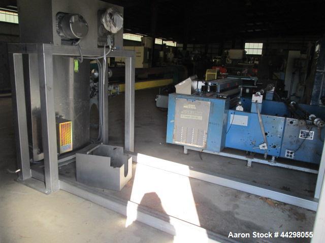 Used Custom Metalcraft Transtore Tote Bin Blender, Model 710321, stainless steel frame and tote rack, twin post mounted, serial #11109-BC.