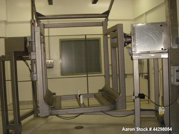 Used Custom Metalcraft Transtore Tote Bin Blender, Model 710395, stainless steel frame and bin rack, twin post mounted, serial #13741-BC.