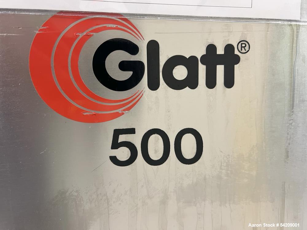 Used Glatt Stainless Steel Column Bin Blender, Model CM 400, Serial# PN 14724, Year 2016. With (1) 500Liter stainless bin, (1) 300 liter stainless bin, (1) 100 liter stainless bin & wall mounted HMI.