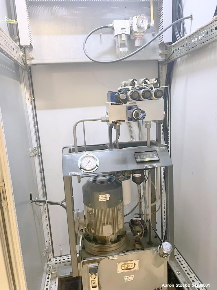 Used Glatt Stainless Steel Column Bin Blender, Model CM 400, Serial# PN 14724, Year 2016. With (1) 500Liter stainless bin, (1) 300 liter stainless bin, (1) 100 liter stainless bin & wall mounted HMI.