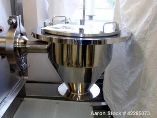 Used Globe Pharma Bin Blender, Model MB-1 2. Stainless steel construction, with 1 and 2 cu. ft. interchangeable stainless steel bins, 208 volts.