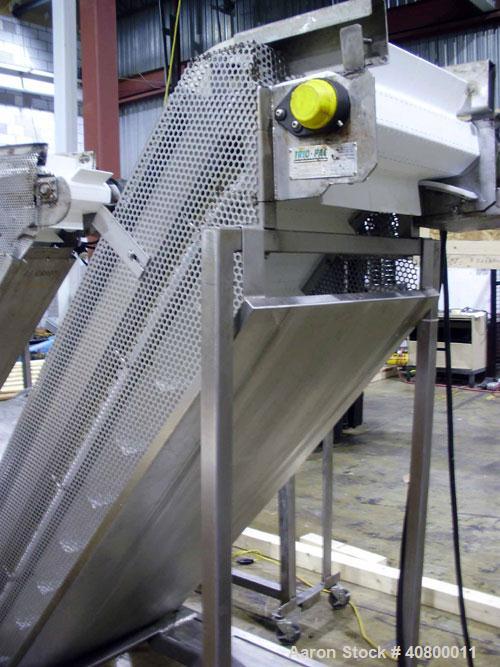 Used Heavy Duty Products Seasoning System, Consisting Of: (1) Acrison feeder, approximately 1 1/2" diameter x 42" long stainless steel tube and screw, includes controller. (1) Syntron vibratory feede...