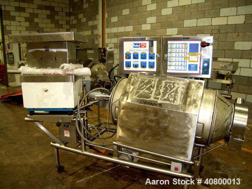 Used Heavy Duty Products Seasoning System, Consisting Of: (1) Acrison feeder, approximately 1 1/2" diameter x 42" long stainless steel tube and screw, includes controller. (1) Syntron vibratory feede...