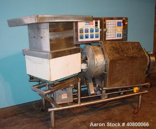 Used Heavy Duty Products Seasoning System, consisting of: (1) Acrison feeder, model 610, approximately 1 1/2" diameter x 42" long stainless steel tube and screw, includes controller. (1) Syntron vibr...