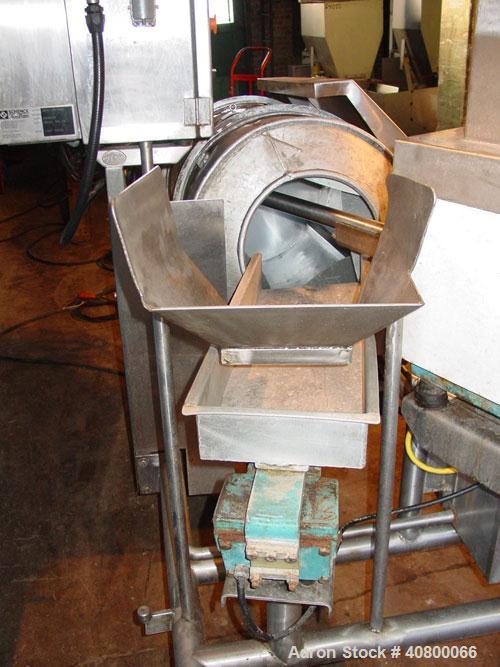 Used Heavy Duty Products Seasoning System, consisting of: (1) Acrison feeder, model 610, approximately 1 1/2" diameter x 42" long stainless steel tube and screw, includes controller. (1) Syntron vibr...
