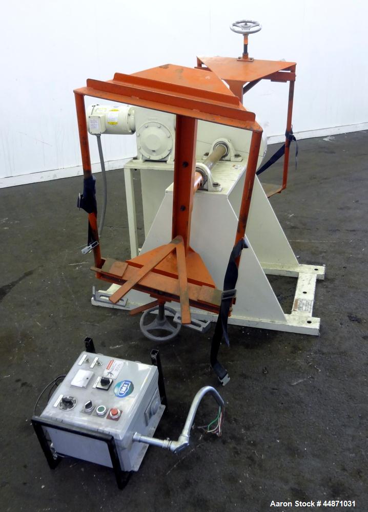 Used IMS Dual Drum Tumbler, Model TBD1500. Capacity (2) 55 gallon drums at 280 pounds per drum. Minimum/maximum height 25" to 37", minimum/maximum diameter 21-1/2" to 33". Driven by a 1.5 hp, 3/60/20...