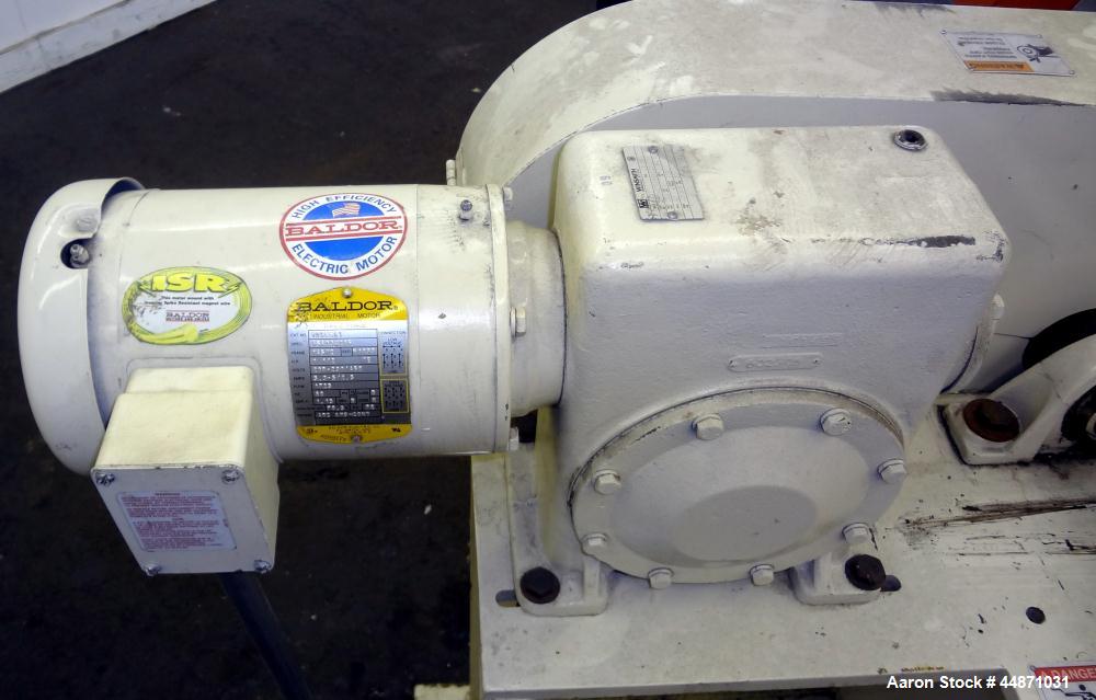 Used IMS Dual Drum Tumbler, Model TBD1500. Capacity (2) 55 gallon drums at 280 pounds per drum. Minimum/maximum height 25" to 37", minimum/maximum diameter 21-1/2" to 33". Driven by a 1.5 hp, 3/60/20...