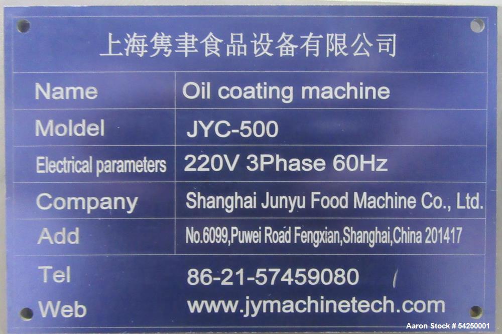 Used Shanghai Junyu JYC-500 Coating Drum for Sale – Stainless Steel, 1.5 HP Motor