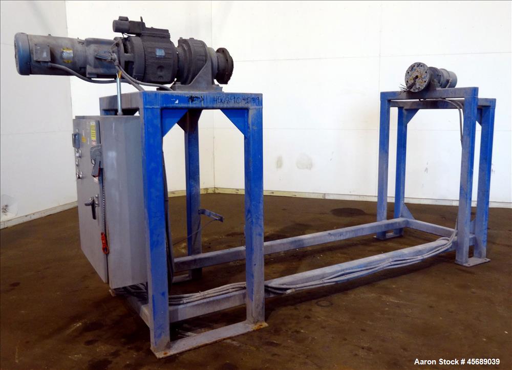 Used Metalcraft Tote Tumbler, Model 31753. Includes (9) Stainless Steel Totes, 55" Wide x 27.5" Straight Side x 42.5" Cone. 43.5" x 43.5" Square Top Opening. Approximate 16" Bottom Outlet. Driven by ...