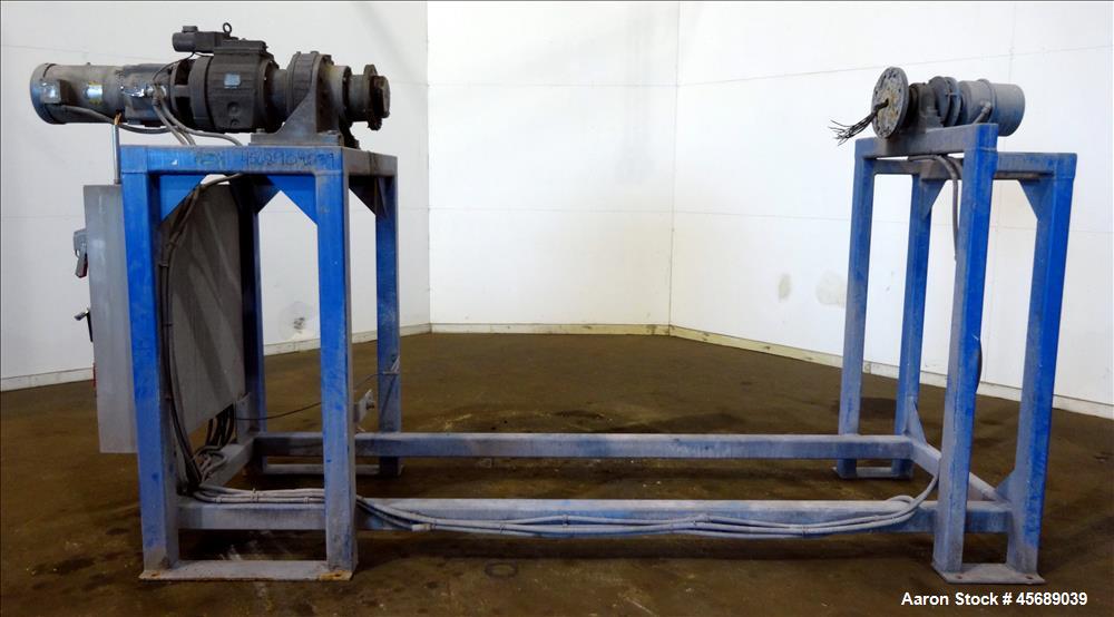 Used Metalcraft Tote Tumbler, Model 31753. Includes (9) Stainless Steel Totes, 55" Wide x 27.5" Straight Side x 42.5" Cone. 43.5" x 43.5" Square Top Opening. Approximate 16" Bottom Outlet. Driven by ...